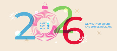 A horizontal banner for New Year and Christmas celebrations. A trendy abstract design. Vibrant...