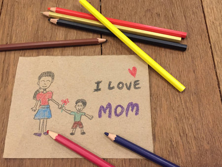 Little boy love to his mother.の素材