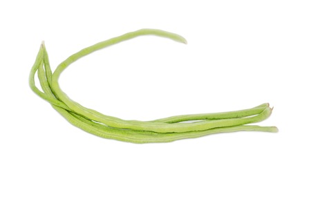 Long beans fresh on white background(Vigna unguiculata subsp. sesquipedalis)の写真素材