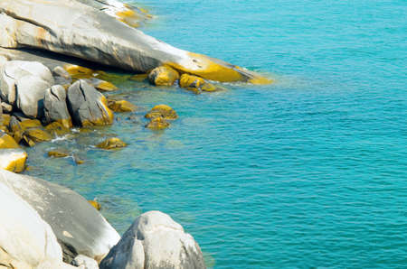 Sea coastline with stone water and sky