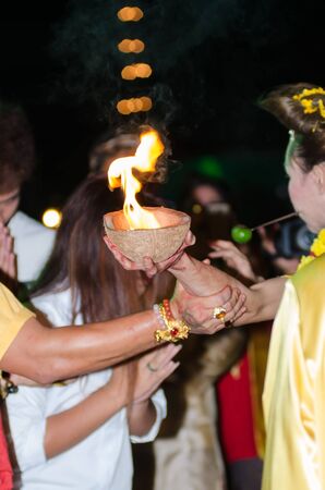 Bangkok,Thailand - January 26 : The rite of zoroastrian sacred by faith and belief of the people with worship at the temple on January 26,2015 in Bangkok, Thailand.のeditorial素材