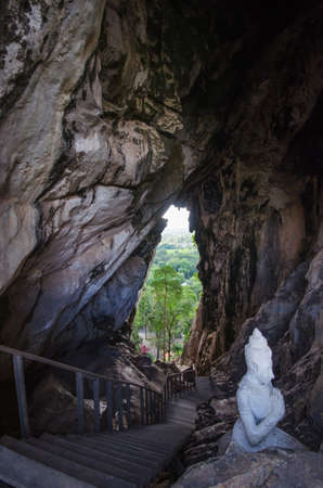 Wat Tum Khao Chakan temple in the mountains cave in Thailand.の写真素材
