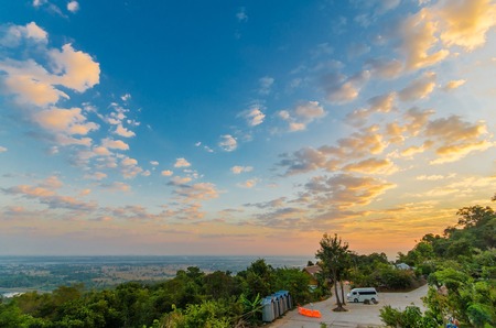 Mountain landscape in the morning view from Wat Tham Pha Daen in Sakon Nakhon, Thailandの写真素材