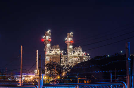 Electrical plant with night landscape in the industrial park.