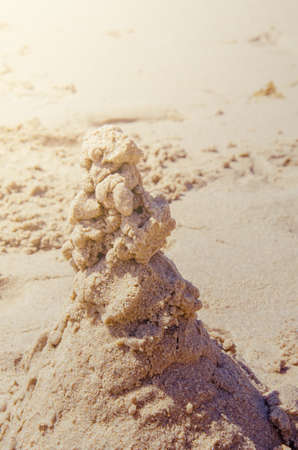 Sand heap on beach in the summer vintage