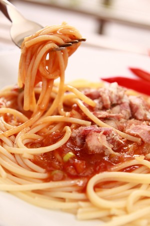 Pasta spicy thai style.の写真素材