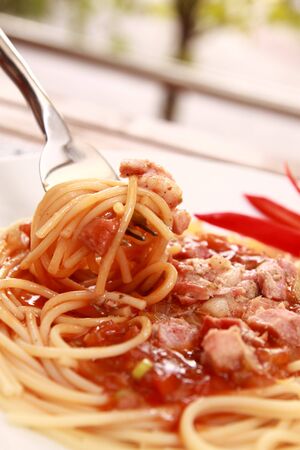 Pasta spicy thai style.の写真素材