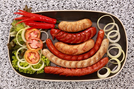 Sausages and vegtables.の写真素材