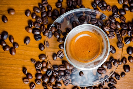 espresso coffee top view.の写真素材