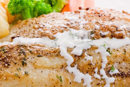 fish steak close-up.の写真素材