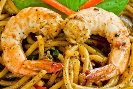 Pasta Spaghetti spicy Thai style.の写真素材