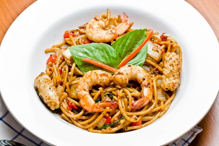 Pasta Spaghetti spicy Thai style.の写真素材