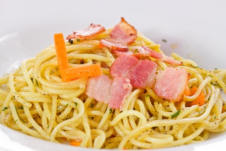 Spaghetti with bacon. の写真素材