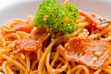 close up shot of Spaghetti with bolognese sauce. の写真素材