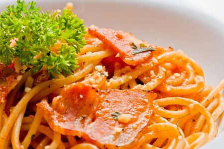 close up shot of Spaghetti with bolognese sauce. の写真素材