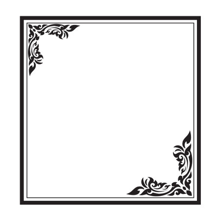 Oval border frame deco vector label. Simple line corner signboardのイラスト素材