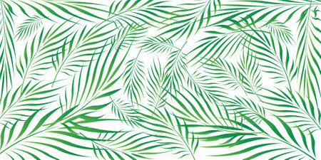 Palm leaves seamless pattern. Tropical summer background. Vector illustration.のイラスト素材