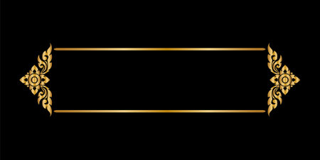 Gold frame on a black background. Vector illustration.のイラスト素材