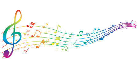 Colorful musical notes on a white background. Vector illustration for your design.のイラスト素材