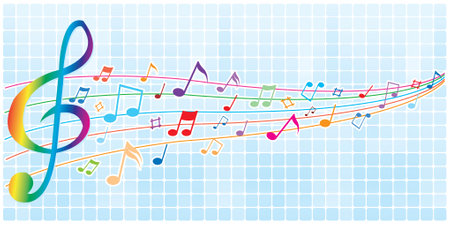 Music background with treble clef and notes. Vector illustration.のイラスト素材
