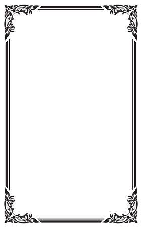 Border frame deco plaque. Vector simple vertical line art signboardのイラスト素材