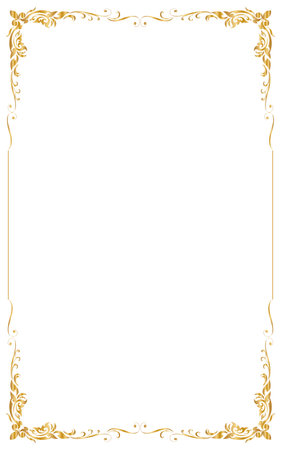 golden frame on white background, vector art nouveauのイラスト素材