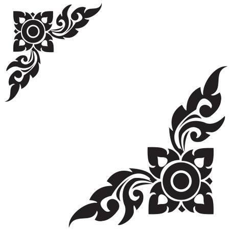 Line Thai Black and white, The Arts of Thailand, Vector illustrationのイラスト素材