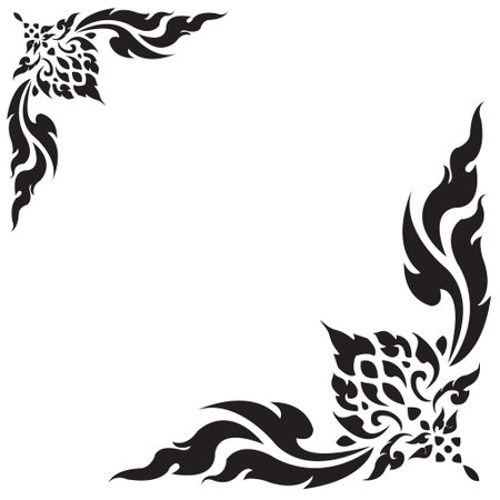 Line Thai Black and white, The Arts of Thailand, Vector illustrationのイラスト素材