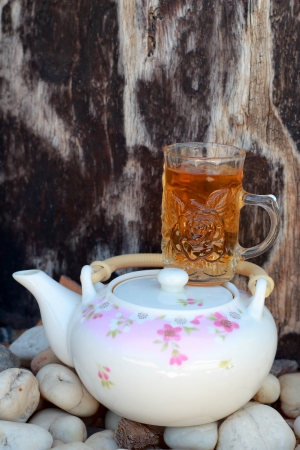 Teapot on stoneの写真素材