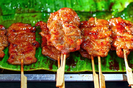 Grilled pork in market.の写真素材