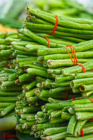 long beans in marketの写真素材