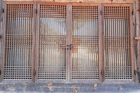 Vintage door - old wood door Koreaの写真素材