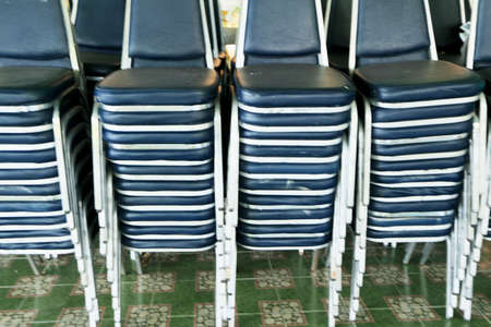 Blue chairs stackedの写真素材