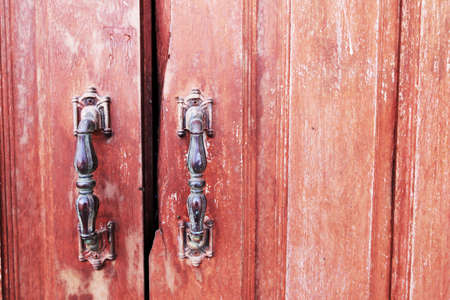 Vintage wooden door handles の写真素材