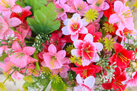 pink beautiful artificial flowersの写真素材