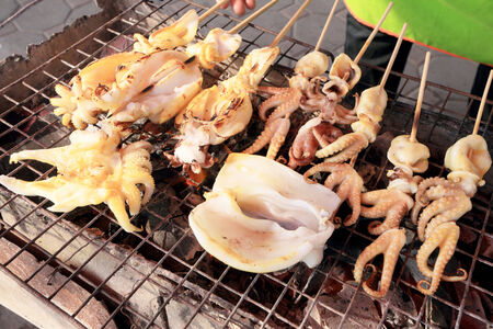 B-B-Q Grilled Squid in the marketの写真素材