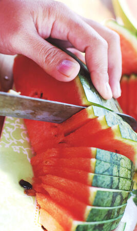 Watermelon fruit sliced piecesの写真素材