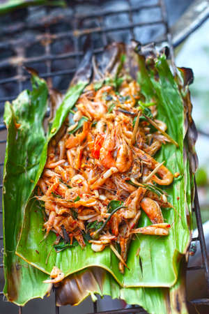 Spicy salad and shrimp - asia food の写真素材