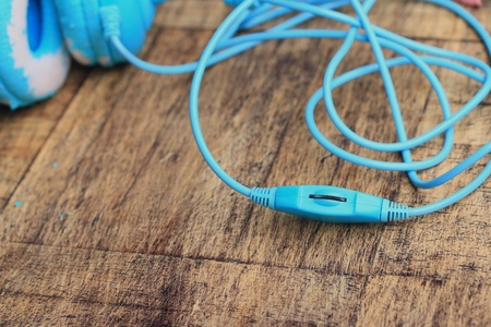 blue headphones