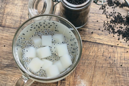 jelly with basil seedの写真素材