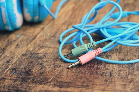 blue headphonesの写真素材