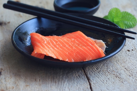 salmon sashimiの写真素材