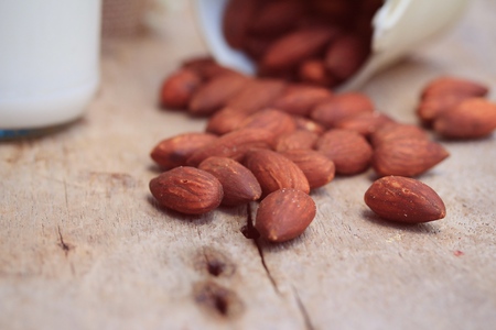 Almond milk and beansの写真素材