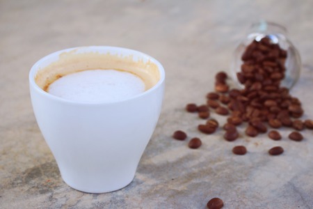 hot coffee with beanの写真素材