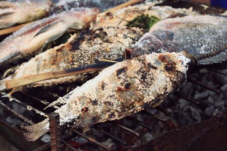 Salt grilled fishの写真素材