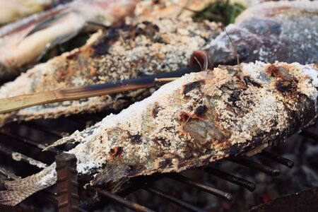 Salt grilled fishの写真素材
