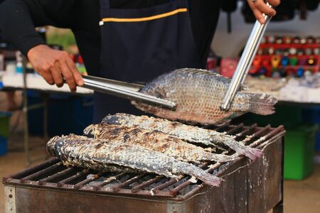 Salt grilled fishの写真素材