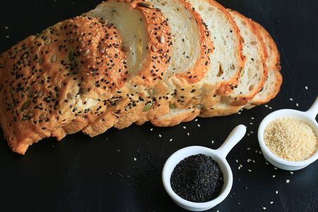 Whole wheat bread and sesameの写真素材