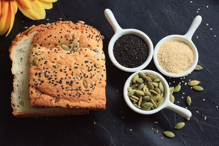 Whole wheat bread and sesameの写真素材