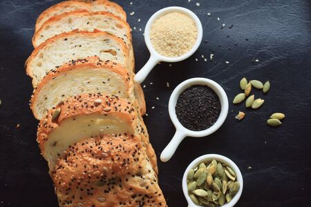 Whole wheat bread and sesameの写真素材